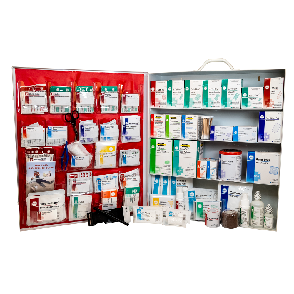 4-Shelf First Aid Station, ANSI 2021 Class B, Extra Wide Metal Cabinet, with door pouch