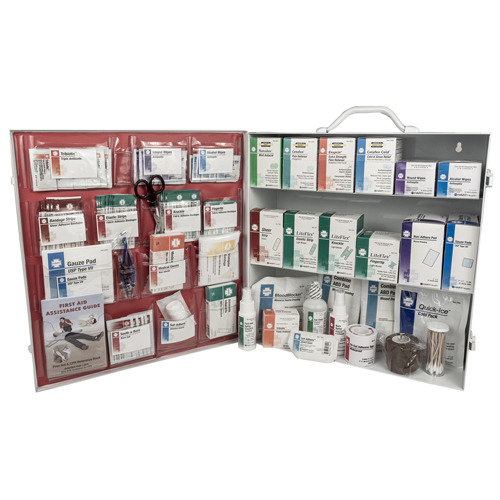3-Shelf First Aid Station, Metal Cabinet with door pouch