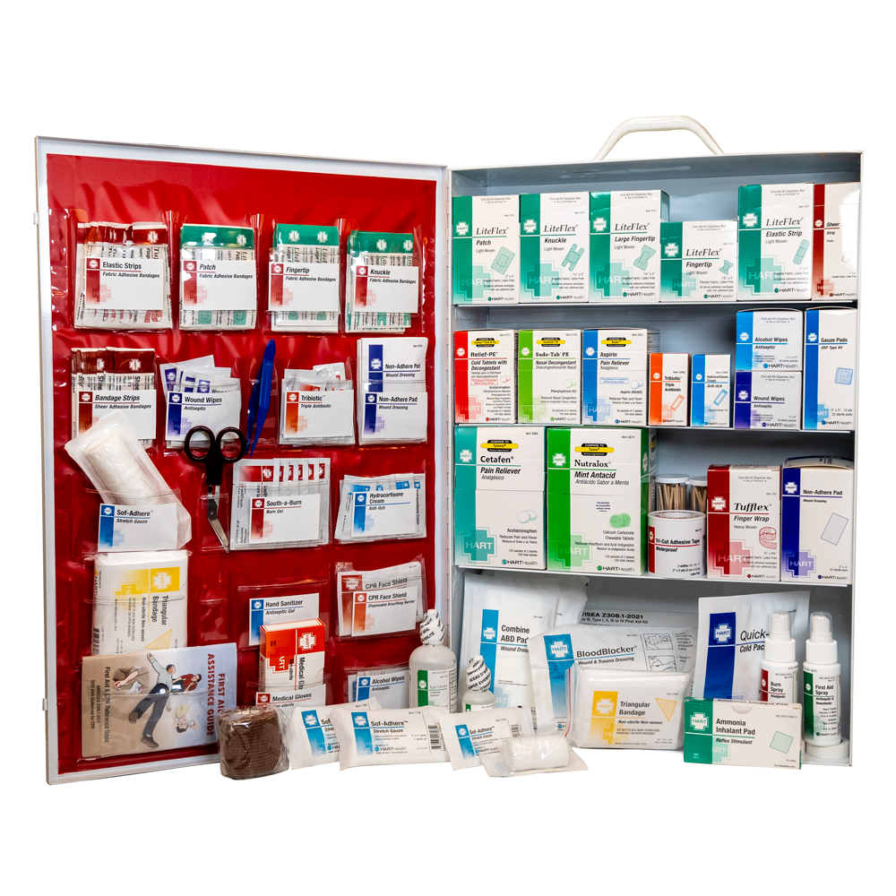 4-Shelf First Aid Station, Metal Cabinet with door pouch
