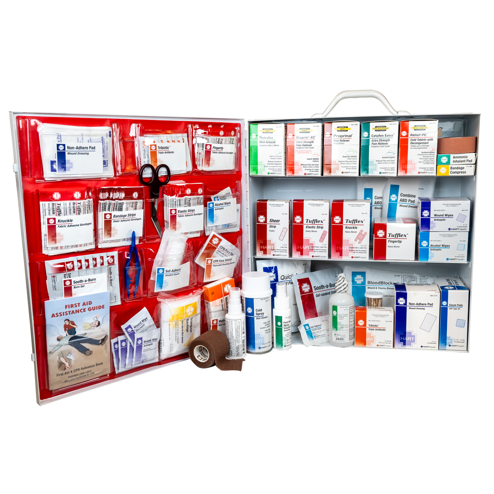 3-Shelf Deluxe First Aid Station, Metal Cabinet with door pouch