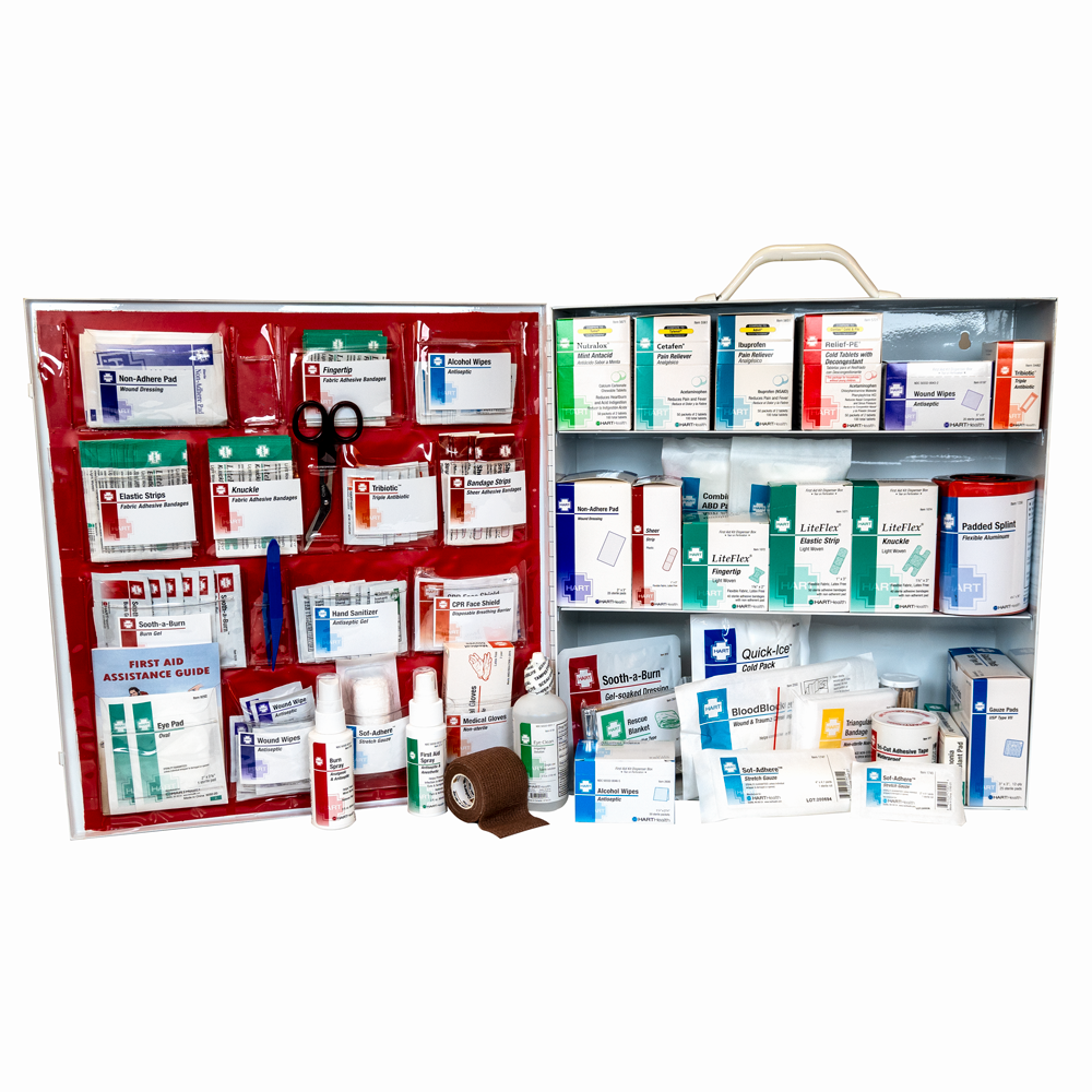 3-Shelf First Aid Station, ANSI 2021 Class A, Metal Cabinet with door pouch