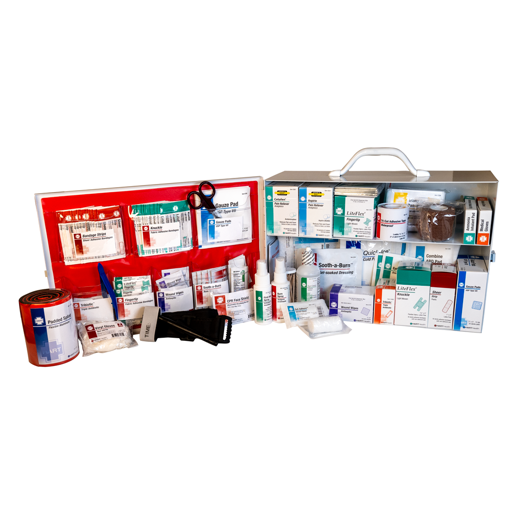 2-Shelf First Aid Station, ANSI 2021 Class B, Metal Cabinet with door pouch