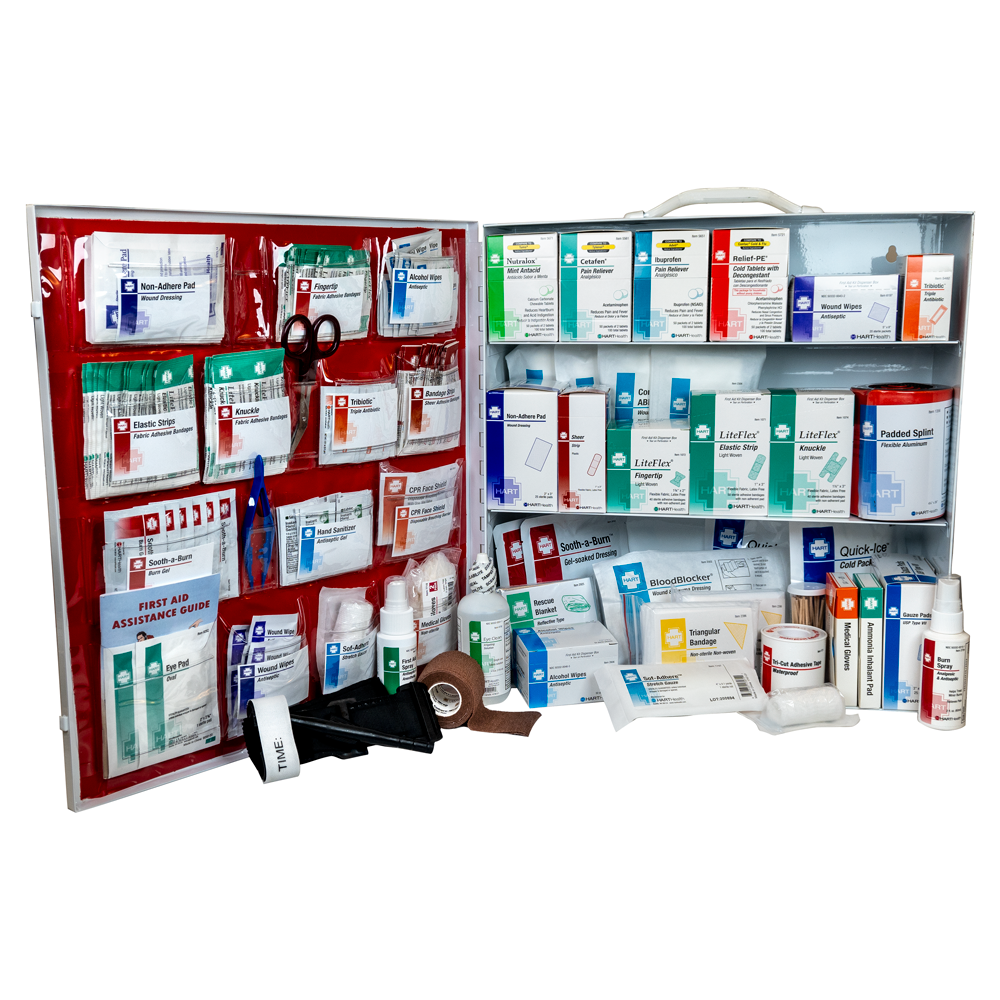 3-Shelf First Aid Station, ANSI 2021 Class B, Metal Cabinet with door pouch
