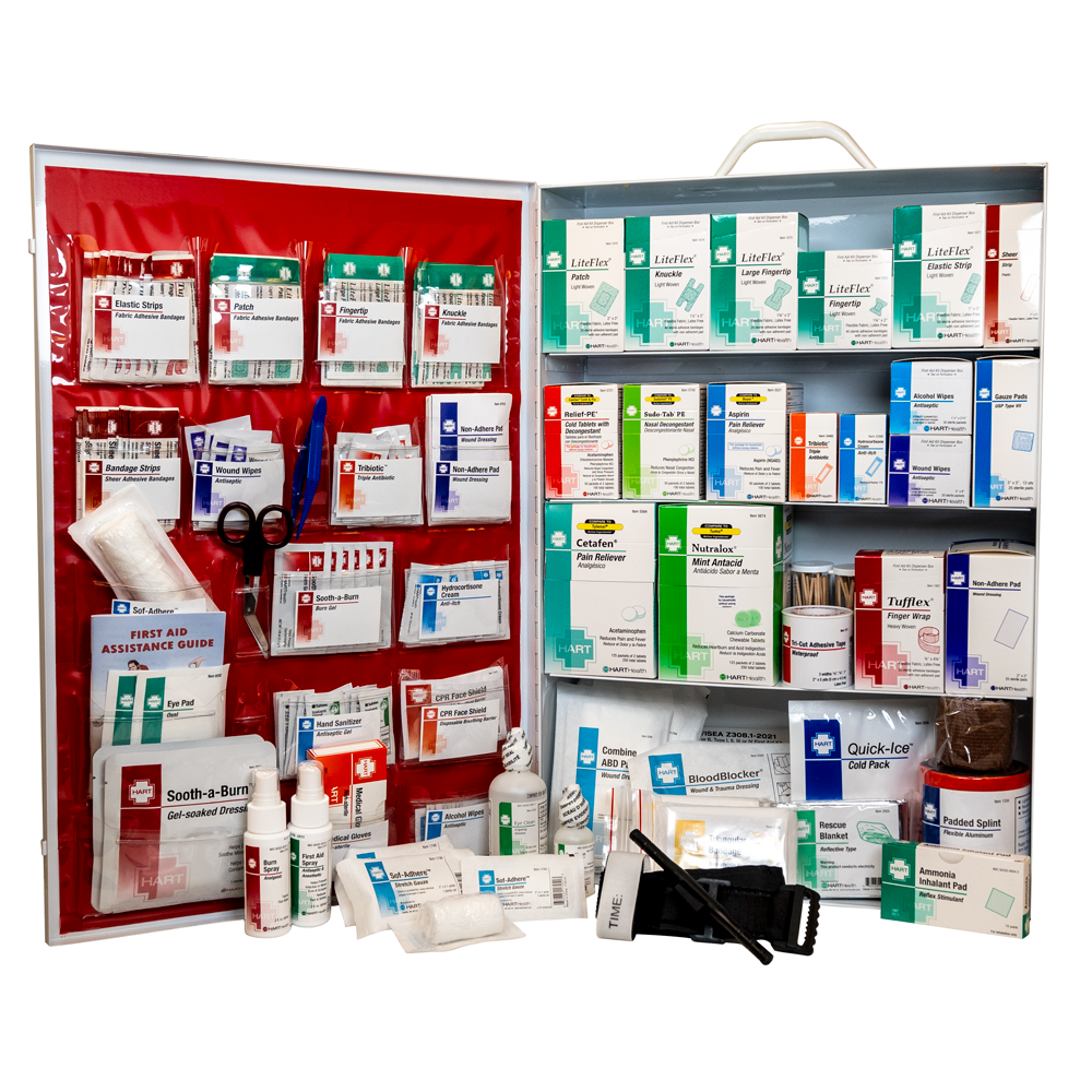 4-Shelf First Aid Station, ANSI 2021 Class B, Metal Cabinet with door pouch
