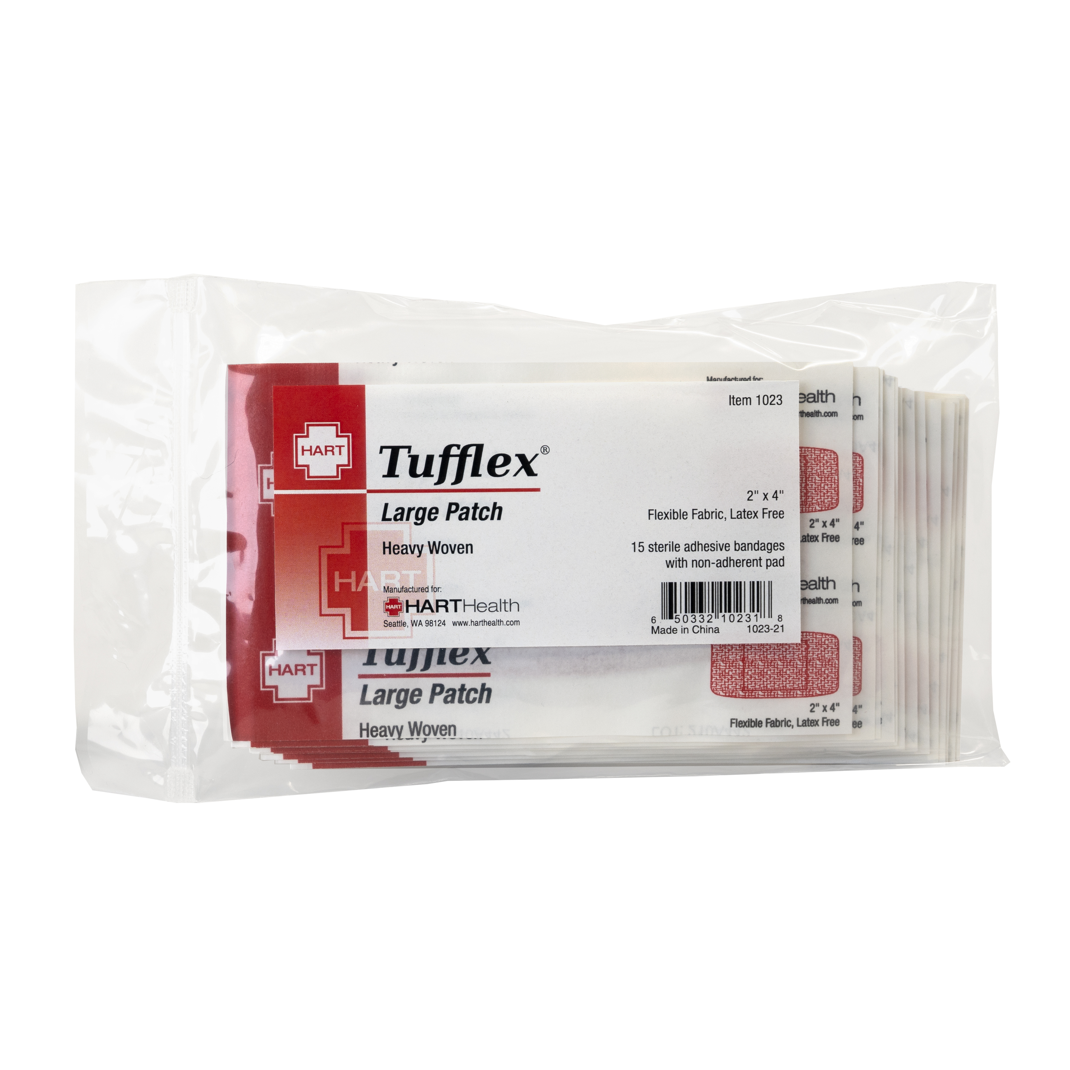 Tufflex, Large Patch Adhesive Bandages, Heavy Woven Elastic Cloth, 2' x 4', 15 per bag