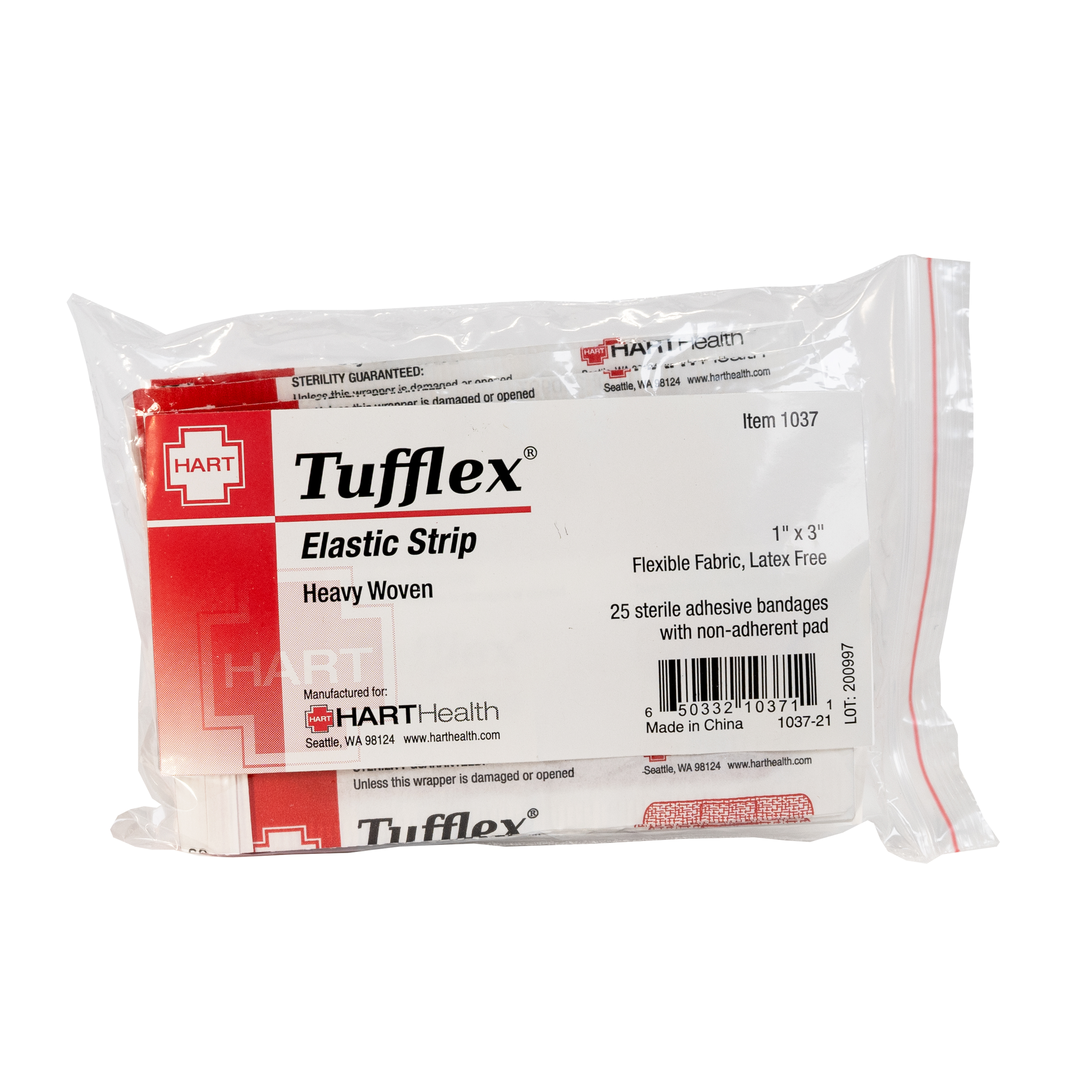 Tufflex, Elastic Strip Adhesive Bandages, Heavy Woven Cloth, 1' x 3', 25 per bag