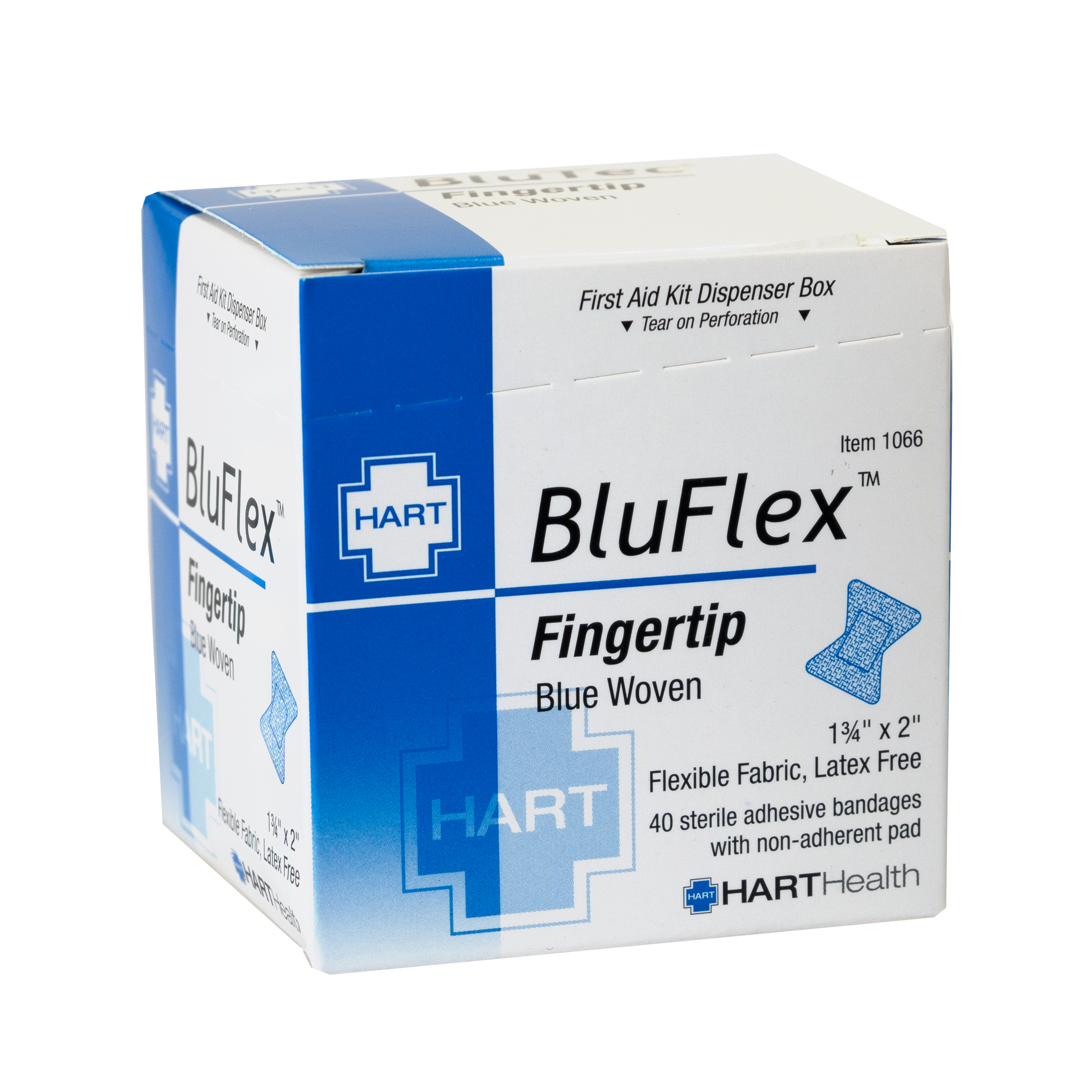 BluFlex, Blue Fingertip Adhesive Bandages, Light Woven Elastic Cloth