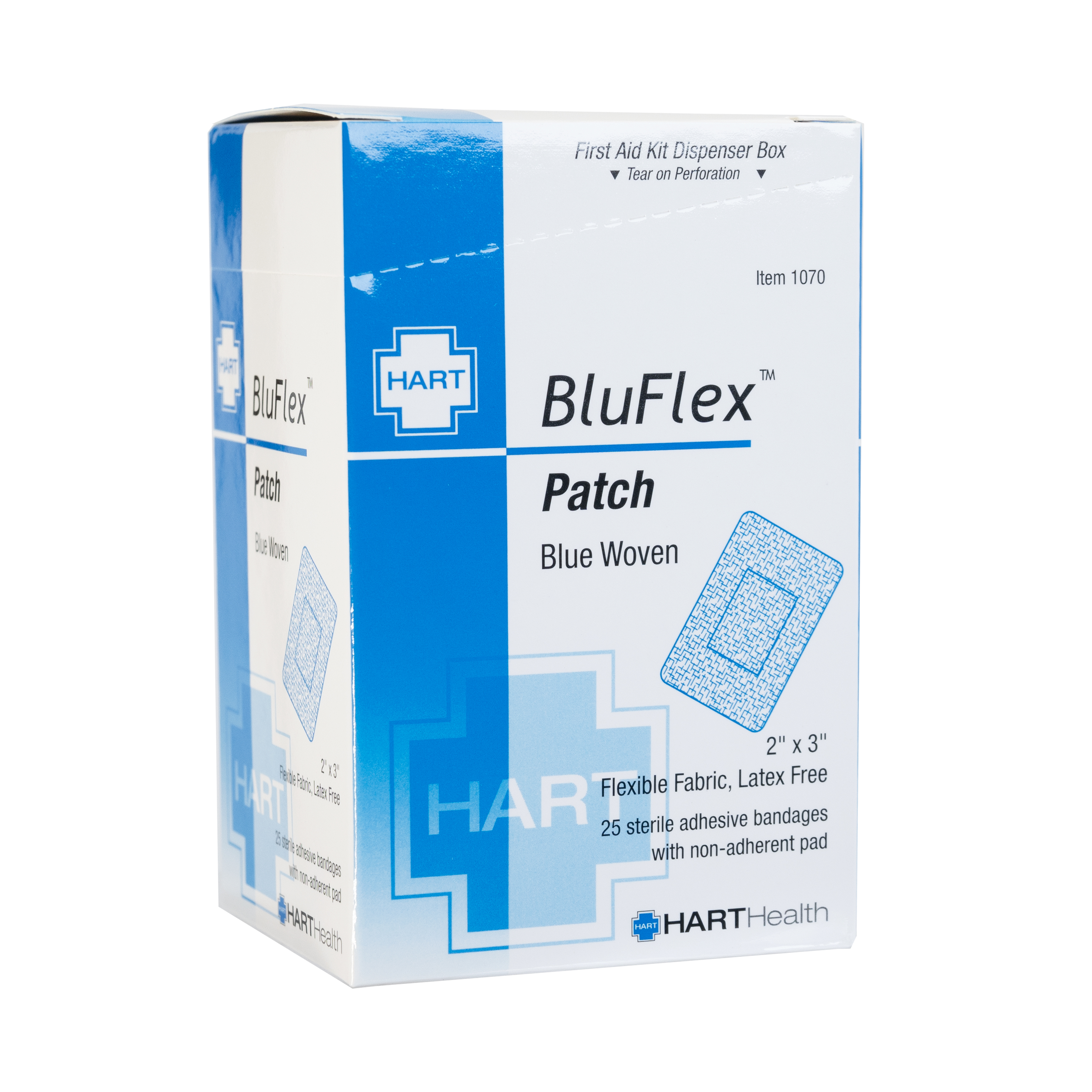 BluFlex, Blue Patch Bandage Adhesive Bandages, Light Woven Elastic Cloth