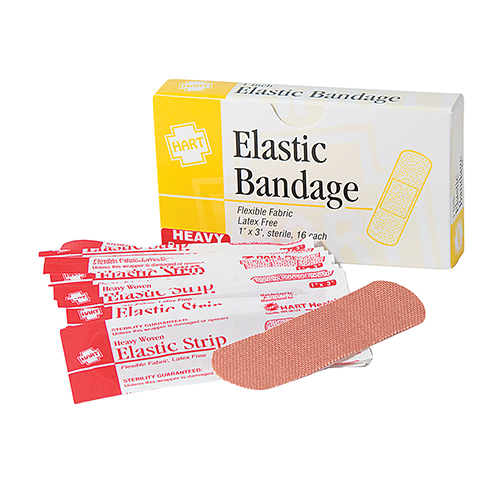 Elastic Strip Adhesive Bandages, Heavy Woven Cloth, 1' x 3', 16 per unit