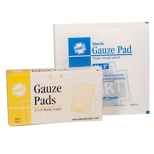 Sterile Gauze Pads, 3' x 3', 4 per unit