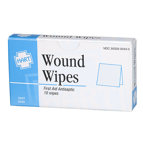 Wound Wipes, Antibacterial Cleansing Pads, 10 per unit