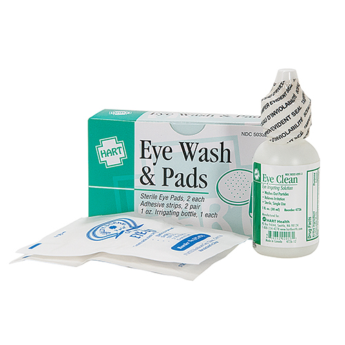 Eye Wash and Pads with Adhesive Strips, Eye Irrigating Solution