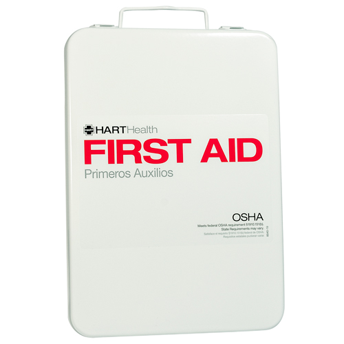 16 Unit First Aid Kit Box, Metal, Labeled, Empty