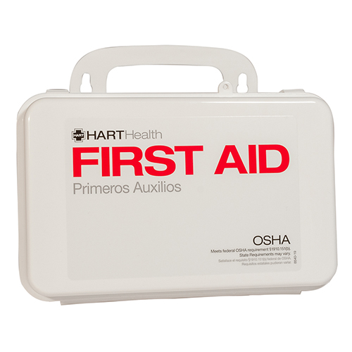 10 Unit First Aid Kit Box, Polypropylene, Labeled, Empty