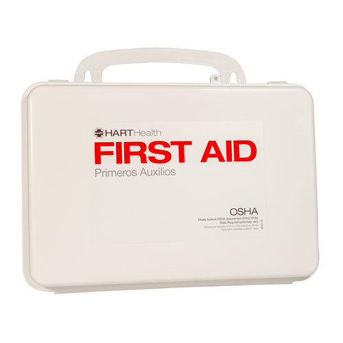 16 Unit First Aid Kit Box, Polypropylene, Labeled, Empty