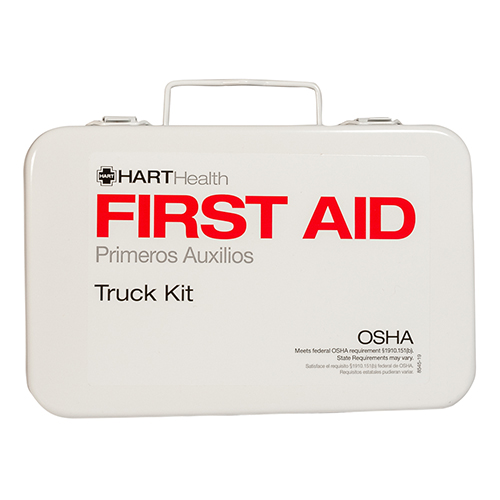 10 Unit Truck First Aid Kit Box, Metal, Labeled, Empty
