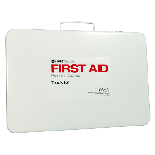 36 Unit Truck First Aid Kit Box, Metal, Labeled, Empty