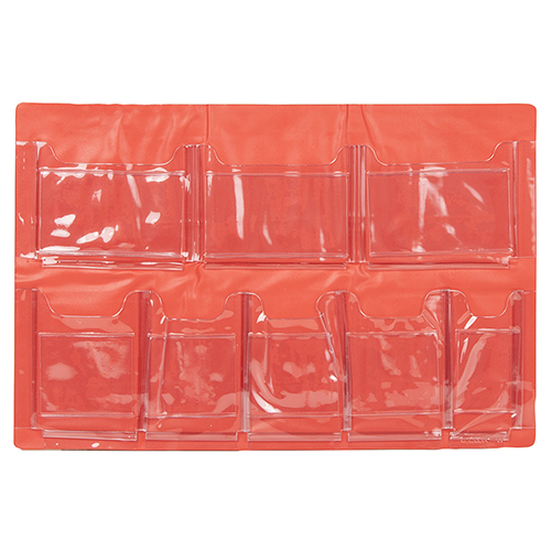 2-Shelf First Aid Cabinet, 8 Pocket Door Pouch, Self-Adhesive, Red