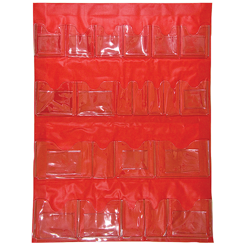 5-Shelf First Aid Cabinet, 22 Pocket Door Pouch, Self-Adhesive, Red