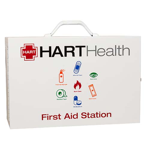 2-Shelf First Aid Metal Cabinet with door pouch, Labeled, White, Empty