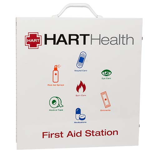 3-Shelf First Aid Metal Cabinet with door pouch, Labeled, White, Empty