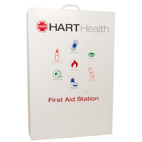5-Shelf First Aid Metal Cabinet with door pouch, Screened, White, Empty