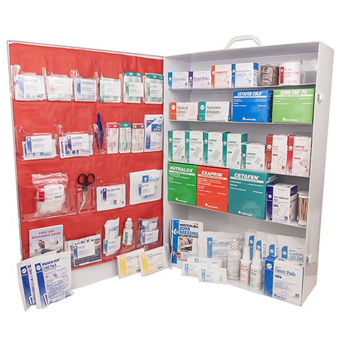 5-Shelf First Aid Station, ANSI 2021 Class A, Metal Cabinet with door pouch