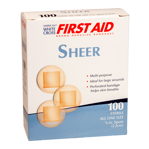 White Cross First Aid, Sheer Spot Adhesive Bandages, 100 per box