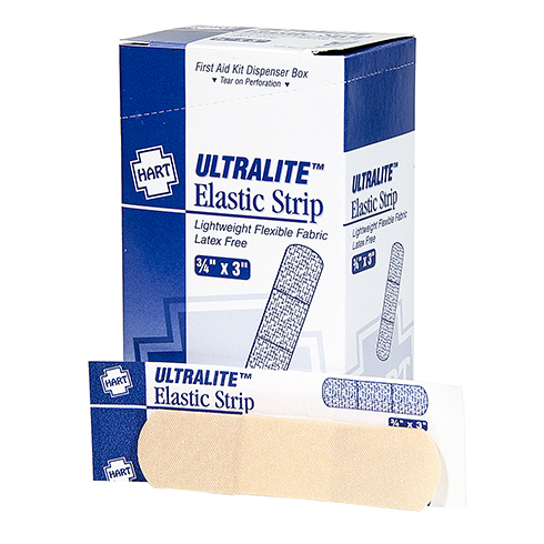 UltraLite, Elastic Strip Adhesive Bandages, Lightweight Woven Cloth, 3/4' x 3', 50 per box