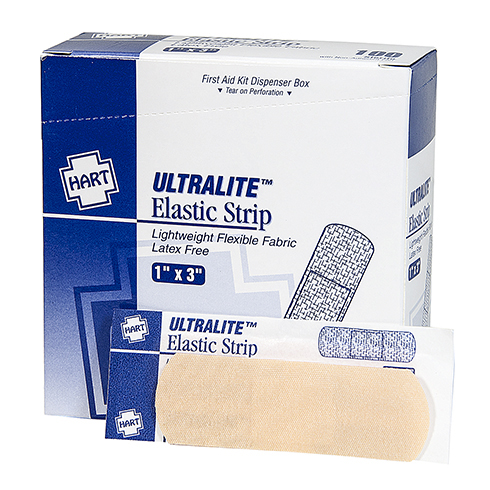UltraLite, Elastic Strip Adhesive Bandages, Lightweight Woven Cloth, 1' x 3', 100 per box