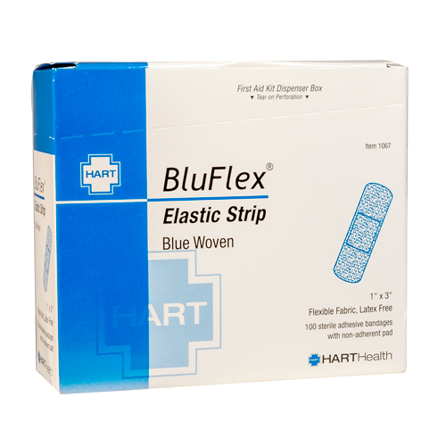 BluFlex, Blue Elastic Strip Adhesive Bandages, Light Woven Cloth
