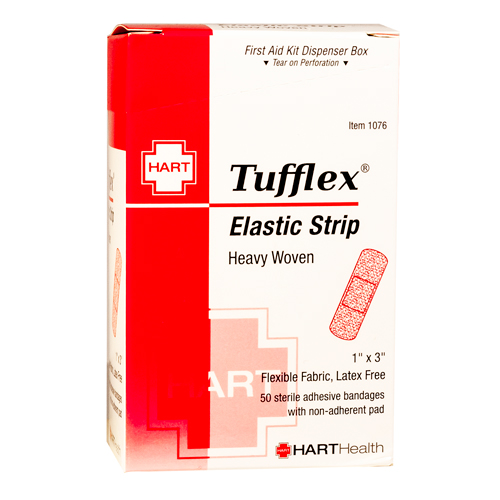 Tufflex, Elastic Strip Adhesive Bandages, Heavy Woven Elastic Cloth, 1" x 3", 50 per box