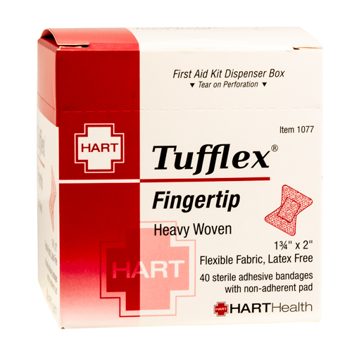 Tufflex, Fingertip Adhesive Bandages, Heavy Woven Elastic Cloth, 1-3/4' x 2', 40 per box
