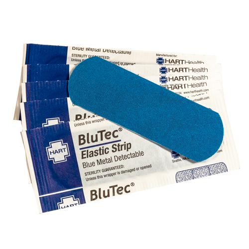 BluTec, Blue Metal Detectable Elastic Strip, Heavy Woven Cloth, 1' x 3', 1000 per case