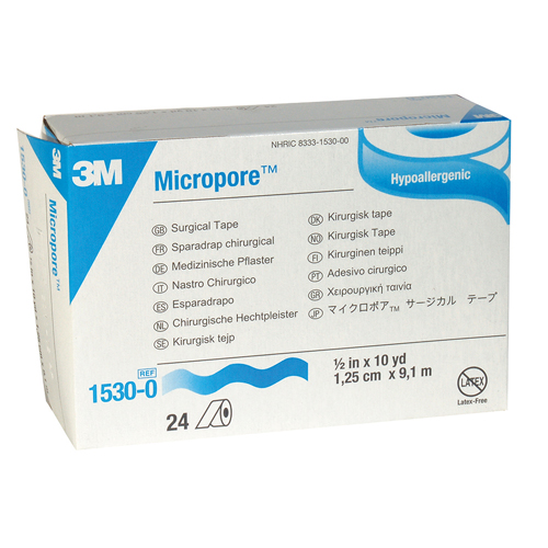 3M Micropore Surgical Tape, 1/2' x 10 Yards, 24 per box