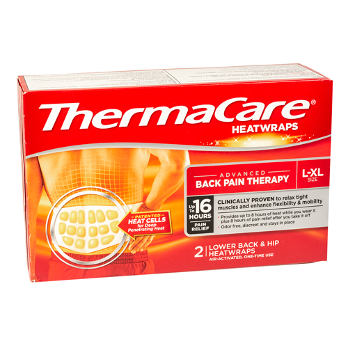 ThermaCare Heat Wraps, Back and Hip, Large-XL, 2 per box
