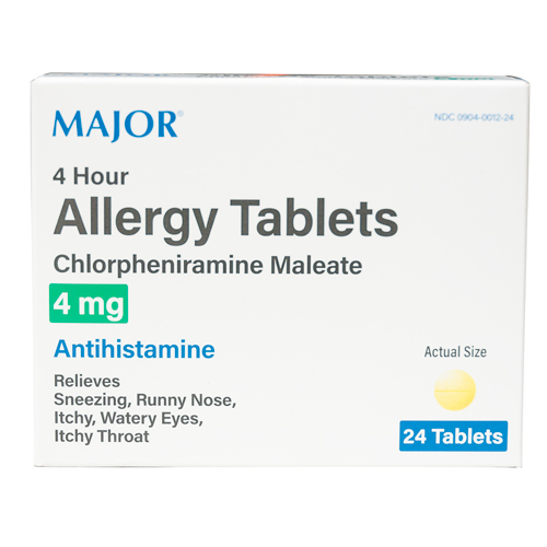 Allergy Tablet, antihistamine, Chlorpheniramine Maleate, 24 per box