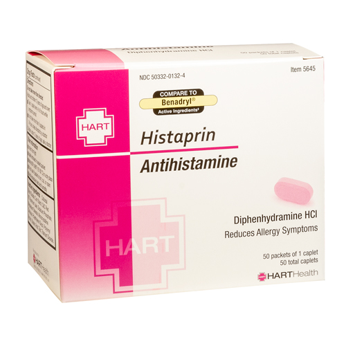 Histrapin, Antihistamine, Allergy Relief, Diphenhydramine, 50 packets of 1 caplet