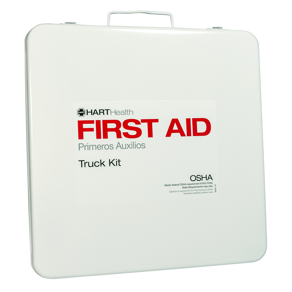24 Unit Truck First Aid Kit Box, Metal, Labeled, Empty