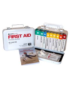 10 Unit First Aid Kit, OSHA, Metal Box
