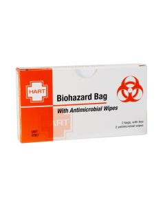 Biohazard Bag with Antimicrobial Wipes, 7-10 gal bag, 2 each per unit