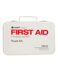10 Unit Truck First Aid Kit Box, Metal, Labeled, Empty