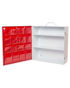 3-Shelf First Aid Metal Cabinet with door pouch, White, Empty