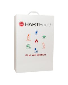 4-Shelf First Aid Metal Cabinet with door pouch, wide, Screened, White, Empty