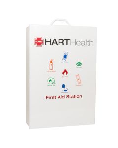 4-Shelf First Aid Metal Cabinet with door pouch, Labeled, White, Empty