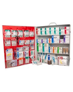 4-Shelf First Aid Station, ANSI Class A, Extra Wide Metal Cabinet, with door pouch