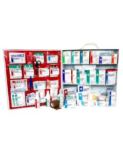 3-Shelf First Aid Station, ANSI Class A, Metal Cabinet with door pouch