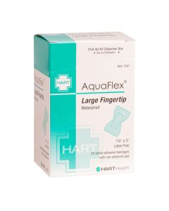 AquaFlex, Waterproof Large Fingertip Adhesive Bandages, 1-3/4" x 3", 25 per box
