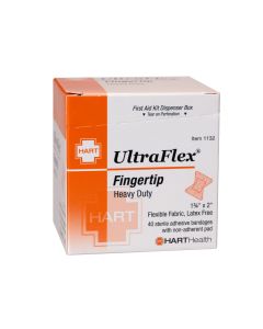 UltraFlex, Elastic Fingertip Adhesive Bandages, Heavy Woven Cloth, 1-3/4" X 2", 40 per box