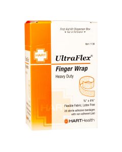 UltraFlex, Finger Wrap Adhesive Bandages, Heavy Woven Cloth, 3/4" x 4-3/4", 25 per box
